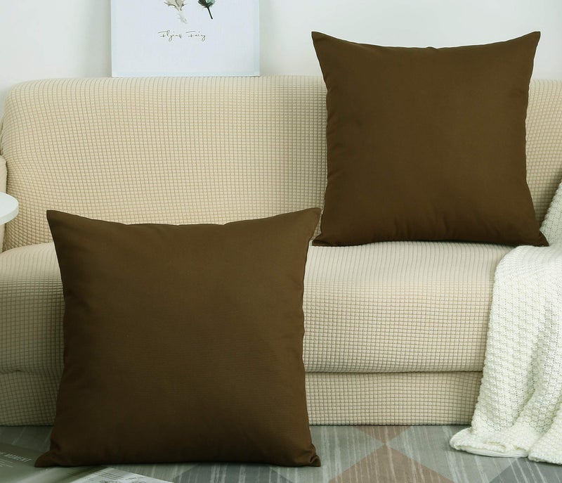 TangDepot Cotton Solid Throw Pillow Covers, 18" x 18" , Coffee, 1 Count (Pack of 1) - Image 2